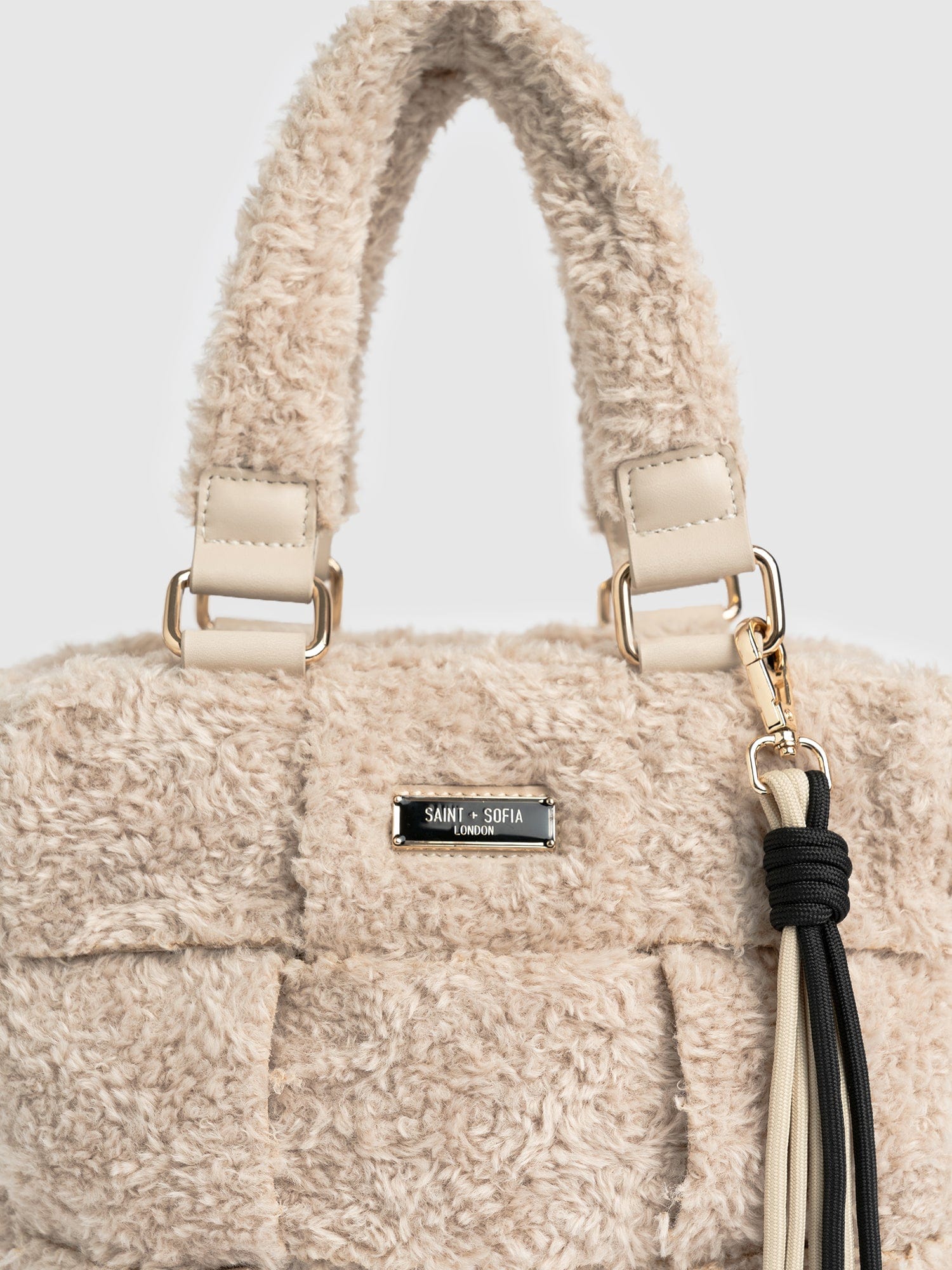 Teddy Woven Mini Penny Tote Bag Beige - Women's Bags | Saint + Sofia® EU